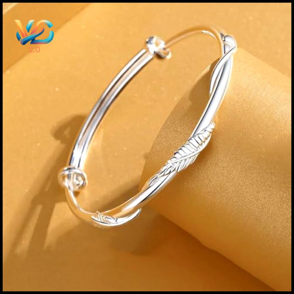 925 Sterling Silver Adjustable Bangle Bracelet, S… - image 2